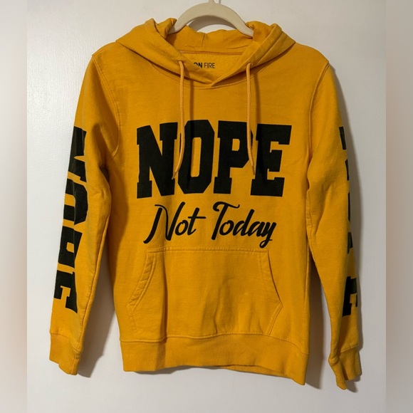 On Fire Vibrant Yellow Hoodie with Black Text - Picture 1 of 4
